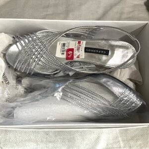 Caparros size 6 1/2 sling back dress shoe silver embellished